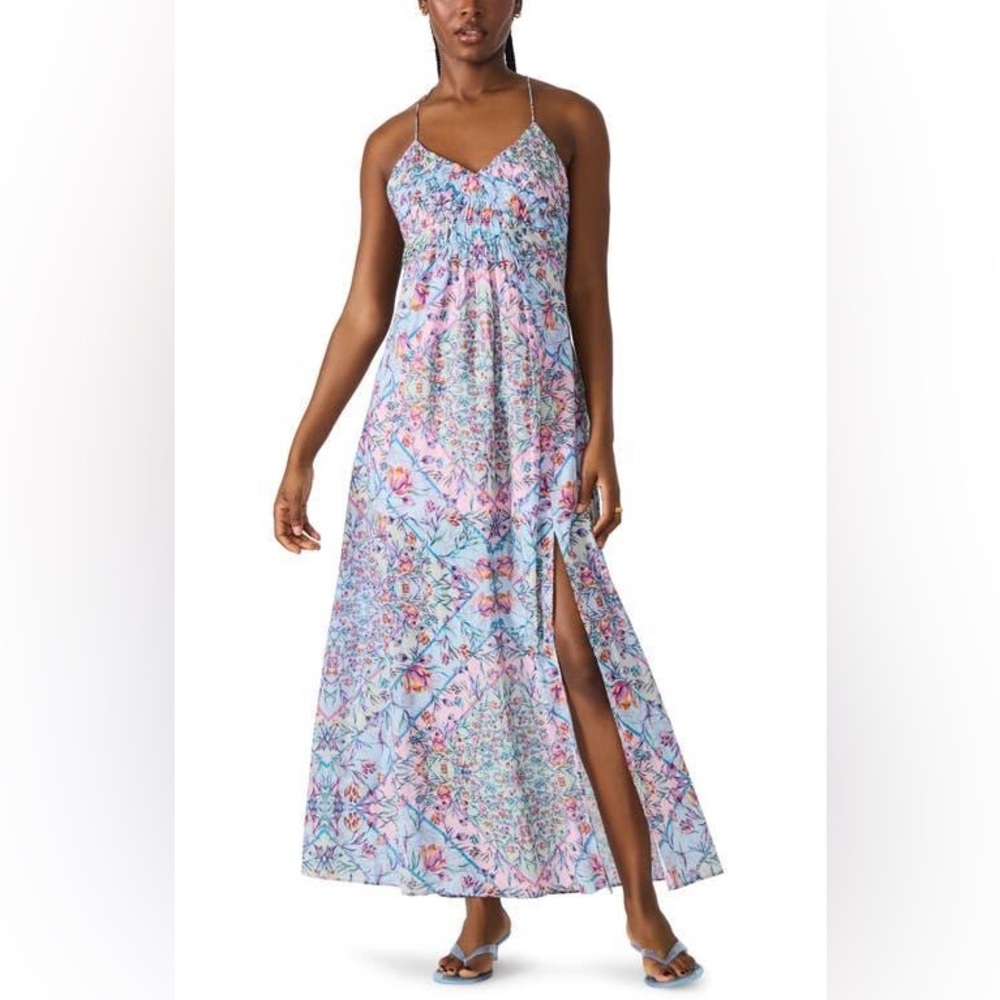 Steve Madden Brianna Floral Print Sleeveless Maxi Dress with Slit L
